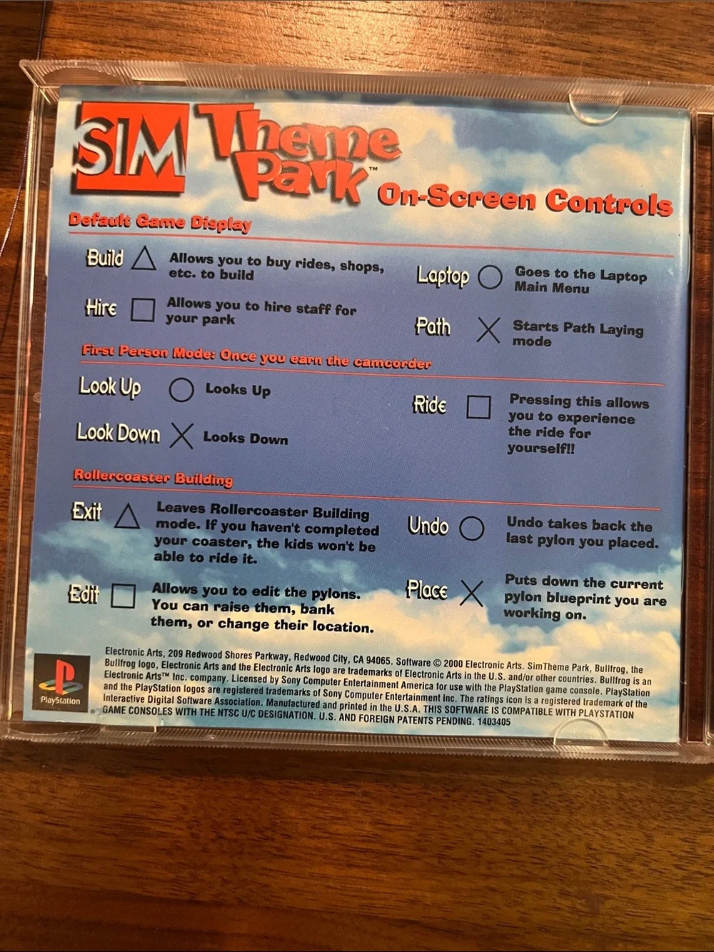 Sim Theme Park for the original Sony PlayStation 1 (PS1) by Electronic Arts CIB